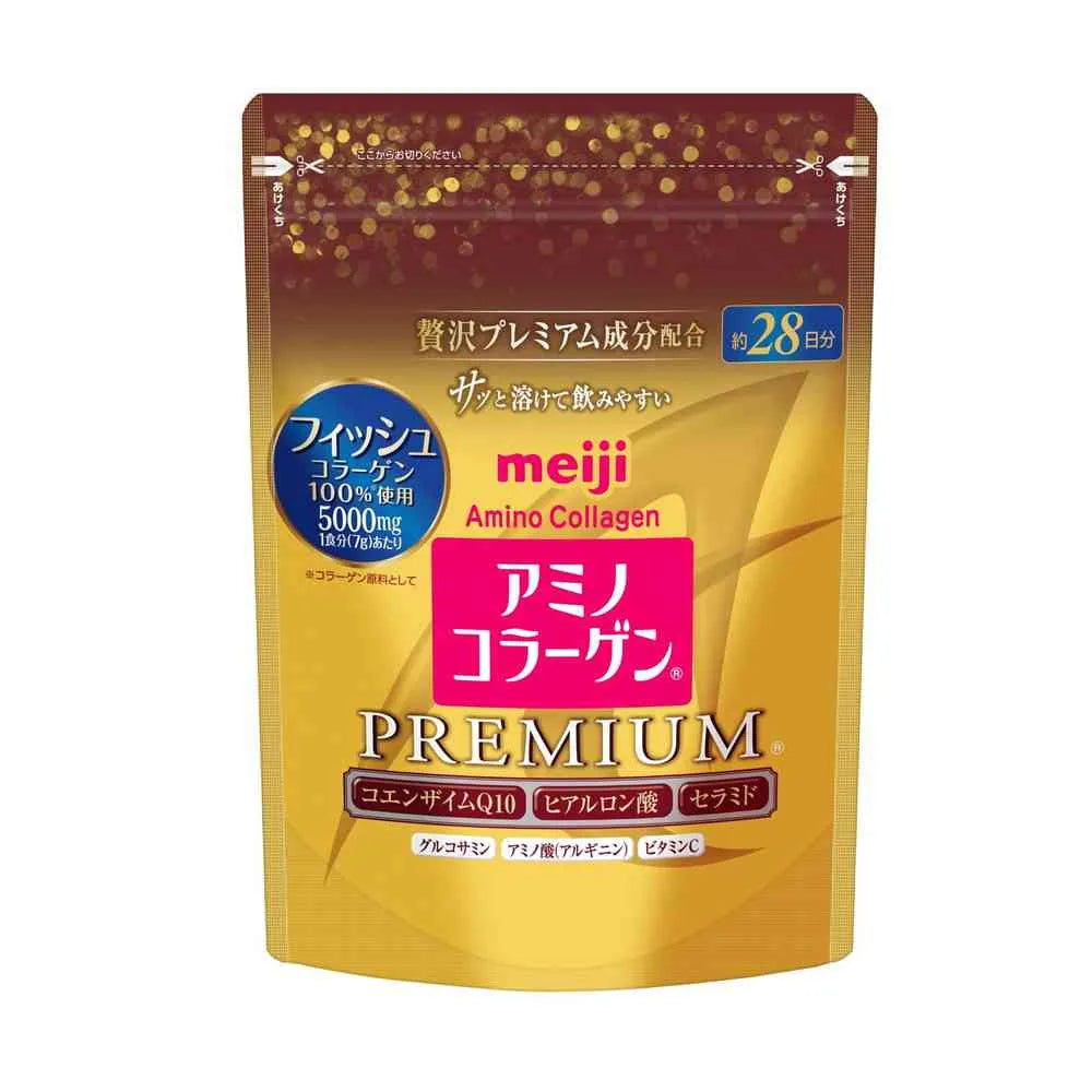 Meiji Amino Collagen Premium Refill Powder, 196g (Approx. 28 Days Supply)